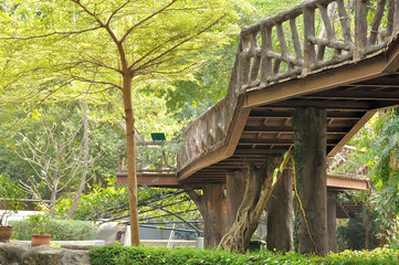 Walk way sky bridge in public park