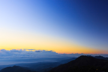 Morning sunrise in the mountains.