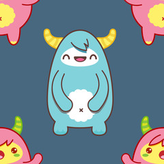 Seamless pattern with cute yeti. Vector illustration