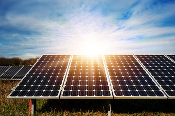 Solar panel, photovoltaic, alternative electricity source - selective focus, copy space