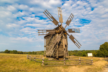 Fototapeta na wymiar Traditional windmill in Pirogovo