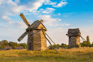 Fototapeta na wymiar Traditional windmill in Pirogovo