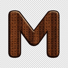 Font letter M with Chocolate Biscuit effect. Perfect applicable saved working/ clipping path for design project.