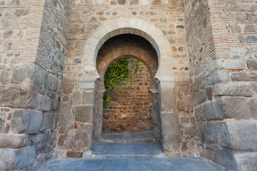 Fototapeta na wymiar Medieval doorway in the shape of a key with arch 