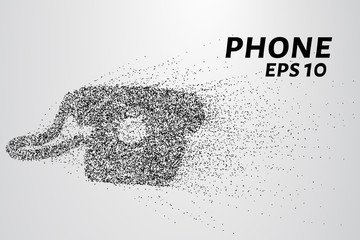 Phone from the particles. Old phone consists of circles and points. Vector illustration