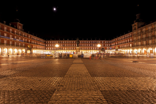 Plaza Mayor in Madrid, Spain at night 
