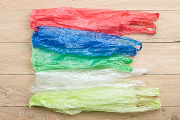 Plastic bags on the wood