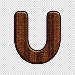 Font letter U with Chocolate Biscuit effect. Perfect applicable saved working/ clipping path for design project.