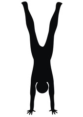 handstand, yoga, vector icon, black silhouette
