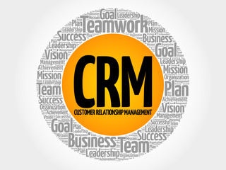 CRM - Customer Relationship Management circle word cloud, business concept