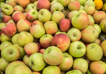 Green red new apples  for sale at city market