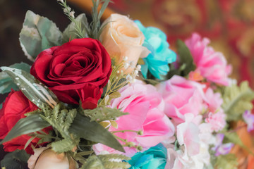 beautiful fake white and pink rose for decoration