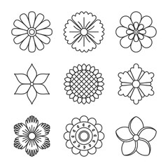 Outlined flowers icons.