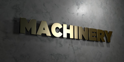 Machinery - Gold text on black background - 3D rendered royalty free stock picture. This image can be used for an online website banner ad or a print postcard.