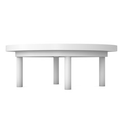 White Round Table. 3D render isolated on white. Platform or Stand Illustration. Template for Object Presentation.