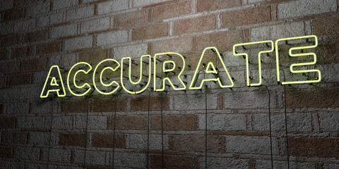 ACCURATE - Glowing Neon Sign on stonework wall - 3D rendered royalty free stock illustration.  Can be used for online banner ads and direct mailers..