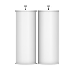 Trade show booth column white and blank. 3d render isolated on white background. High Resolution Template for your design.