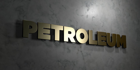 Petroleum - Gold text on black background - 3D rendered royalty free stock picture. This image can be used for an online website banner ad or a print postcard.