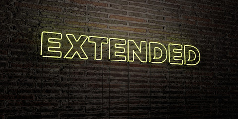 EXTENDED -Realistic Neon Sign on Brick Wall background - 3D rendered royalty free stock image. Can be used for online banner ads and direct mailers..