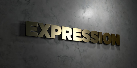 Expression - Gold text on black background - 3D rendered royalty free stock picture. This image can be used for an online website banner ad or a print postcard.