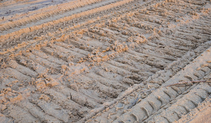 Texture of  Tracked on sand.