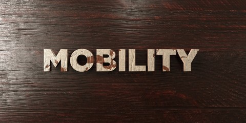 Mobility - grungy wooden headline on Maple  - 3D rendered royalty free stock image. This image can be used for an online website banner ad or a print postcard.