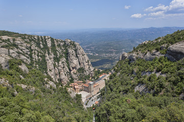 Fototapeta premium The buildings of the monastery of Montserrat, top view.
