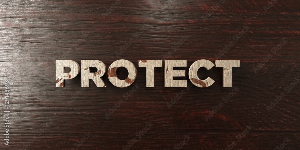 Fototapete protect - grungy wooden headline on maple - 3d rendered royalty free stock image. this image can be 
