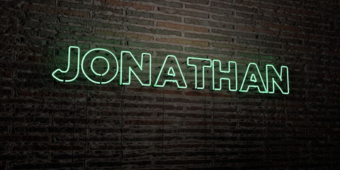 JONATHAN -Realistic Neon Sign on Brick Wall background - 3D rendered royalty free stock image. Can be used for online banner ads and direct mailers..