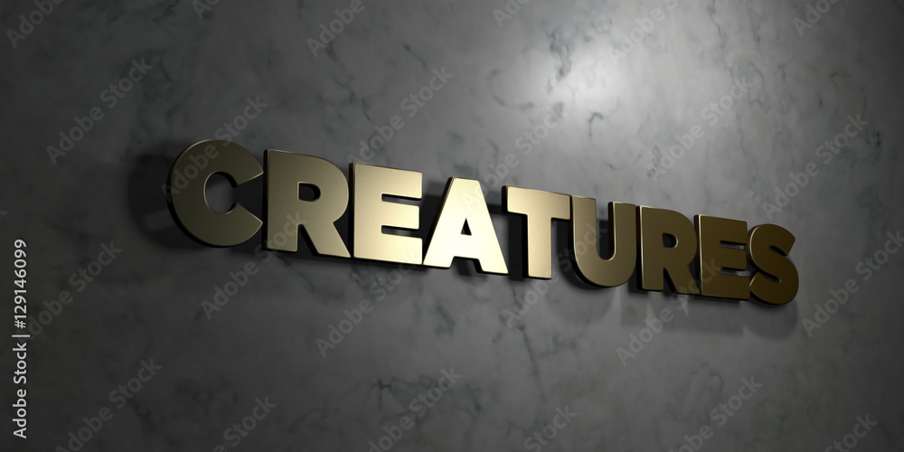 Fototapete creatures - gold text on black background - 3d rendered royalty free stock picture. this image can b