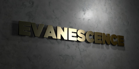 Evanescence - Gold text on black background - 3D rendered royalty free stock picture. This image can be used for an online website banner ad or a print postcard.