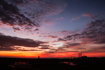 Fototapeta premium evening sky in industrial area