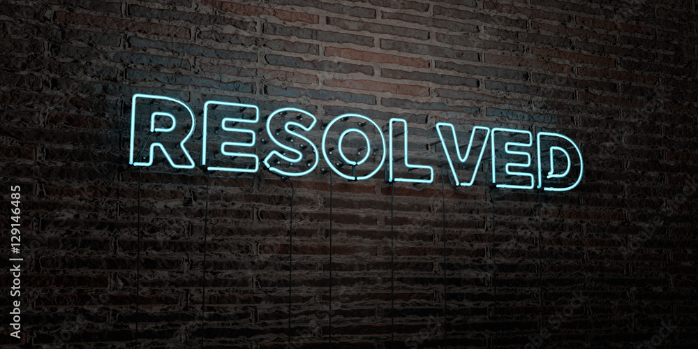 Fototapete resolved -realistic neon sign on brick wall background - 3d rendered royalty free stock image. can b