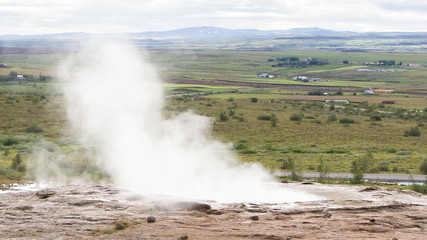 Geothermally active valley of Haukadalur