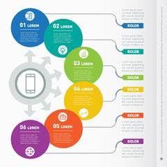 Vector infographic of technology or education process with six s