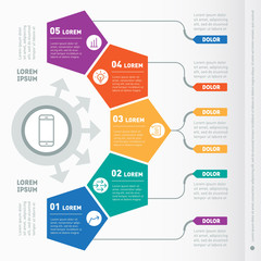 Part of the report with icons set. Vector infographic of technol