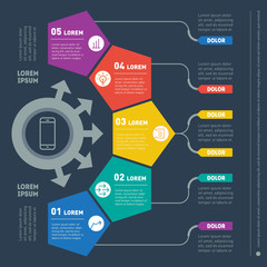 Part of the report with icons set. Vector infographic of technol