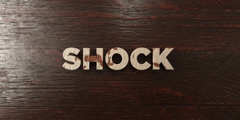 Shock - grungy wooden headline on Maple  - 3D rendered royalty free stock image. This image can be used for an online website banner ad or a print postcard.