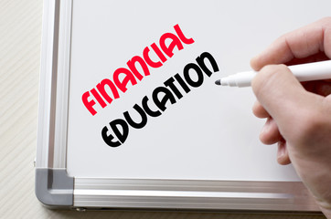 Financial education written on whiteboard