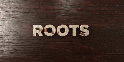 Roots - grungy wooden headline on Maple  - 3D rendered royalty free stock image. This image can be used for an online website banner ad or a print postcard.