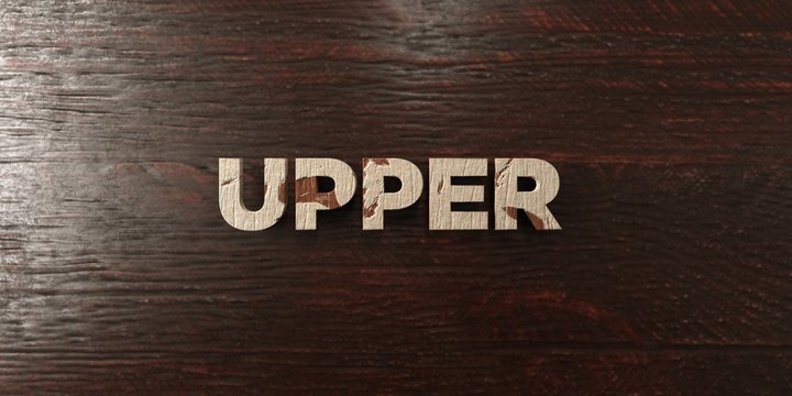 Upper - grungy wooden headline on Maple  - 3D rendered royalty free stock image. This image can be used for an online website banner ad or a print postcard.