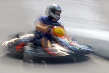 Blurred motion cart man