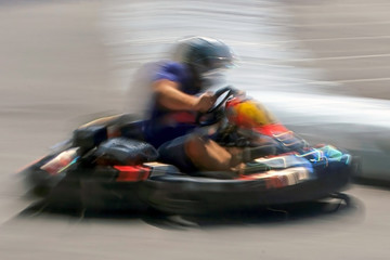 Blurred motion cart man