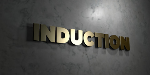 Induction - Gold text on black background - 3D rendered royalty free stock picture. This image can be used for an online website banner ad or a print postcard.