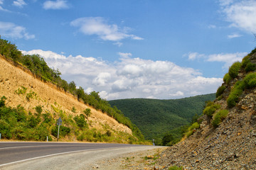 Naklejka premium Russian Caucasus green mountains