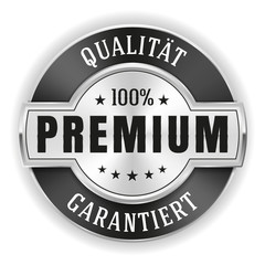 Fototapeta na wymiar Silberner Premium Qualität Siegel mit schwarzem Rand