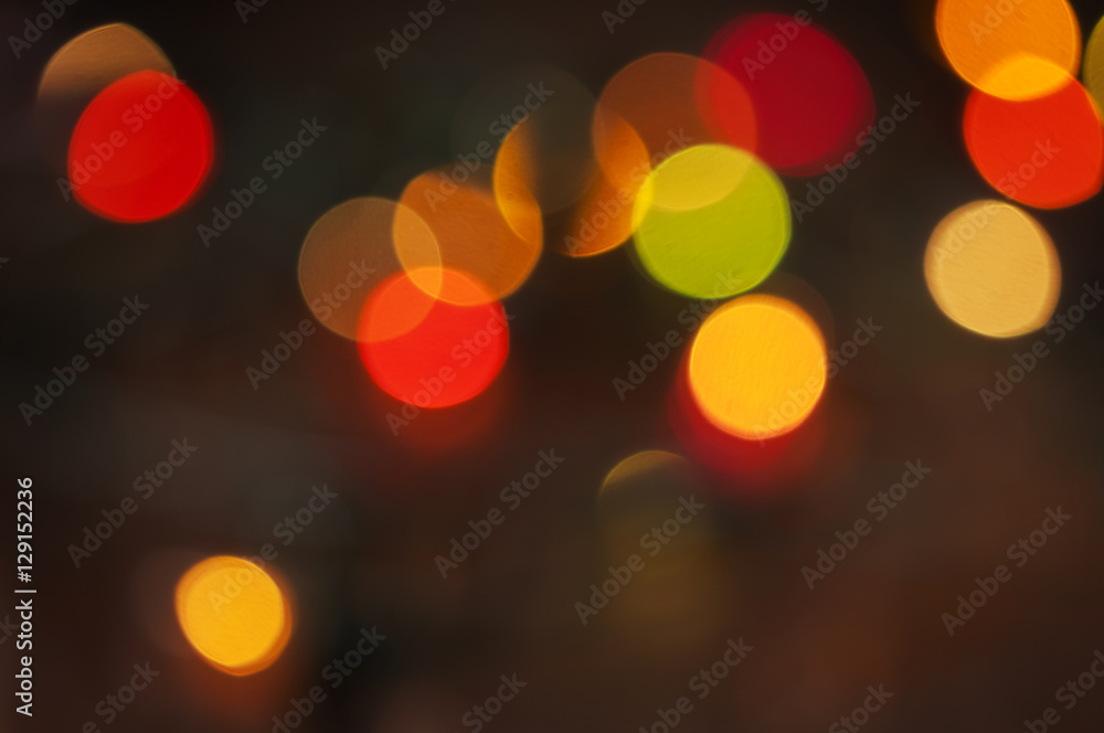 Wall mural Christmas card with bokeh lights