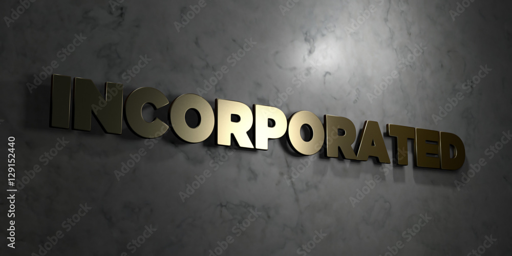 Fototapete incorporated - gold text on black background - 3d rendered royalty free stock picture. this image ca