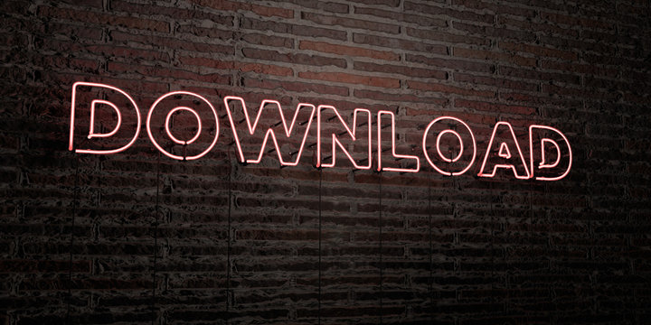 DOWNLOAD -Realistic Neon Sign on Brick Wall background - 3D rendered royalty free stock image. Can be used for online banner ads and direct mailers..