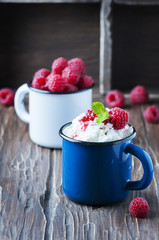 Russian cottage cheese with raspberry